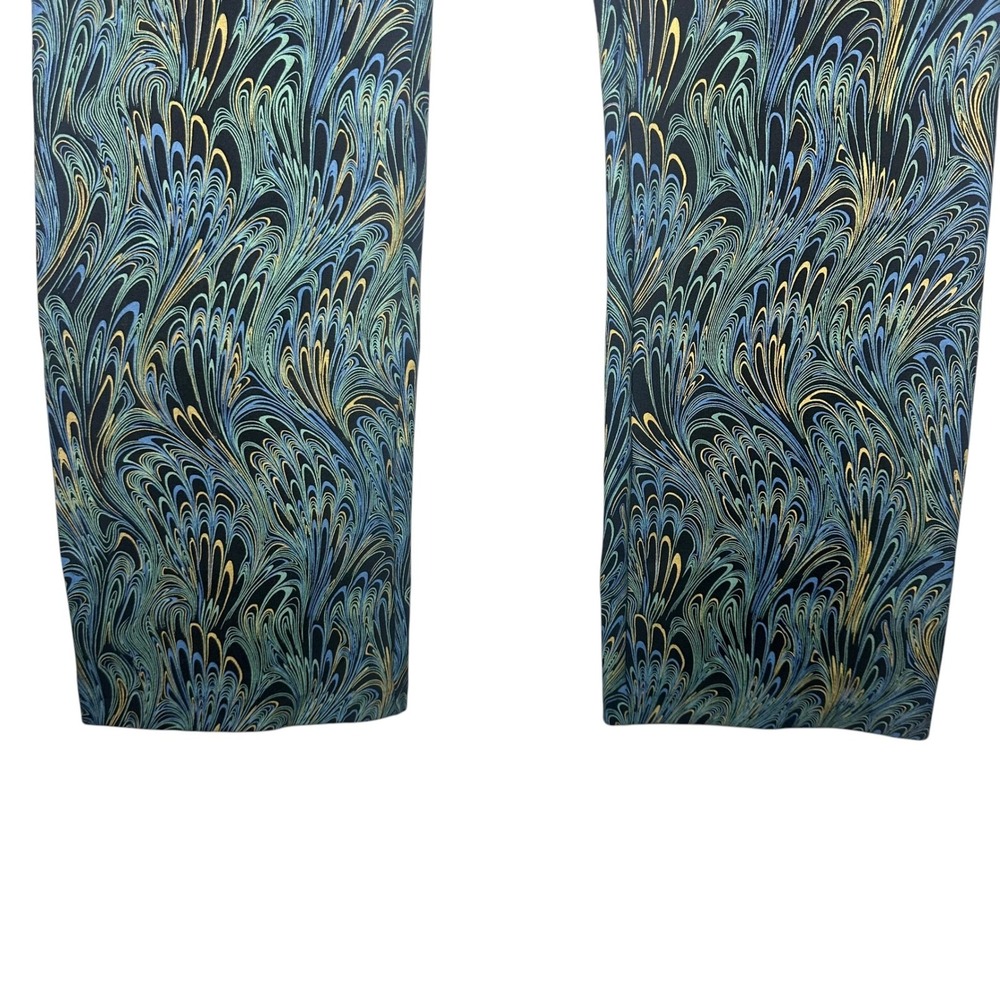 Soft Surroundings Ponte Knit Pull on Pants Black Marbled Print Peacock Size L - Picture 8 of 10